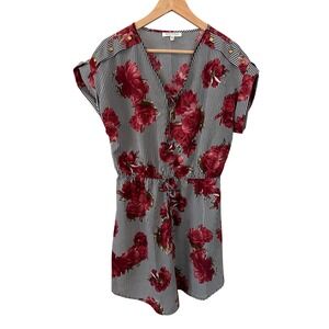 Speed Control NY Floral Dress Striped Gold Button Accents Women's XL